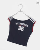 Weekend Dot Number Track One Off-Shoulder T-Shirt