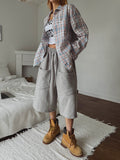 Candy Soft Loose-Fit Cotton Checkered Shirt