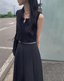 Ritz Nylon Pintuck Pleated Long Skirt