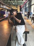 Cable knit short sleeve round ver