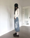 Davin printed denim washed Bermuda pants