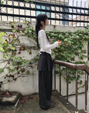 Giru Ribbon Lace Punching Long-Sleeve Cardigan