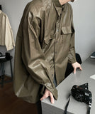 Retro Coated Leather Overshirt