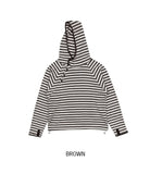 Puring Striped Diagonal Button Warmer Hoodie