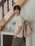 Koiz henley neck wrinkle short sleeve t-shirt