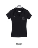 Lasso Eyelet Lettering Collar Tee