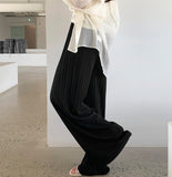 Tight Pleats Slim Semi-Wide Straight Banding Pants