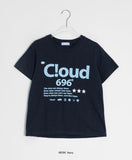 Baru Dot Lettering Semi-Crop Short Sleeve Tee