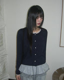 Nib chiffon lace knit cardigan