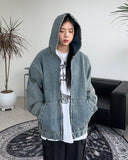 Rieki Washing Denim Hood Zip-Up