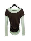 Dual Layered Color Matching Boat Neck Tee