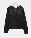 Nova Flower Lace Hooded Zip-up