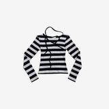 Hidden Stripe Unbalanced Neck T-shirt