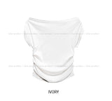 Bondi Drape Pintuck Off-Shoulder Short Sleeve
