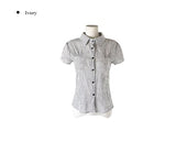 Chori Small Check Shirring Pintuck Puff Short Sleeve Shirt