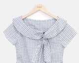 Yonning Check Short Sleeve Blouse