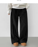Thick Brushed Chestnut Folding Corduroy Wide Two-Way Banding Pants