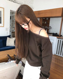 Urban lace one-off shoulder long sleeve sweatshirt