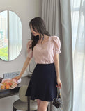 Livel Heart Neck Puff Blouse