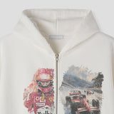 Book Vintage Racing Printing Hood Zip-Up