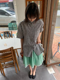 [BAONHAUS] Keinin Seersucker Check Short Sleeve Shirt