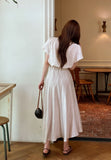 Collie Tulip-Sleeve Pintuck String Blouse