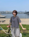 [BAONHAUS] Kolbakeu Stripe Color Matching Hood Short Sleeve Tee