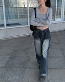 Lara Denim Wash Wide Pants