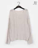 Aque Boatneck Off Shoulder Ribbed Angora Knit