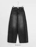Kimody Washing Side Pintuck Wide Denim Pants