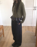 Chavel Button Back Adjust Wide Denim Pants