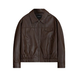 Overfit Curved Glow Leather Jacket