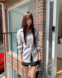 Suhi Rivet Pocket Strap Loose Fit Long Sleeve Shirt