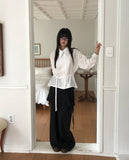 Mirun Belt High-Neck Overfit Long-Sleeve Shirt