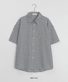 [Unisex] Kecho Seersucker Check Over Short Sleeve Shirt