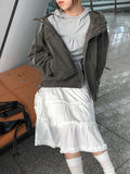 Ribbon Frill Tiered Banding Midi Skirt