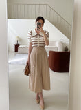 Wish Collar Stripe Color Matching Knit