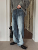 Faber slub washed wide denim