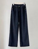 Press Cotton Wide Banding Denim Pants