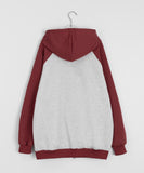 Mikae two-way color matching brushed printing over hood zip-up