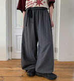 [BAONHAUS] Genbibeu Nylon Belted Wide-leg Pants