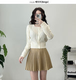 Pleated Wool Mini Skirt