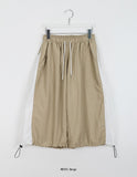 [unisex] Kenne Banding String Color Matching Folding Bermuda Nylon Pants