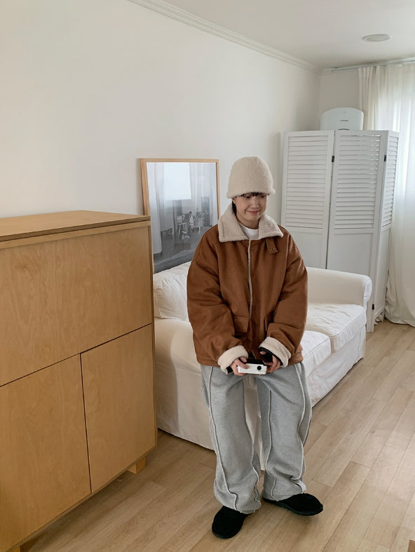 【BAON】[unisex] banding stitch line brushed training pants BAON (バオン) - [男女兼用]ポリモバンディングステッチライン裏