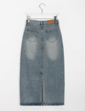 Coran washed denim long skirt