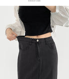 Summer Tencel Cooling Back Slit Span H-Line Denim Skirt