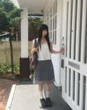 Deti See-through Check Midi Skirt