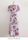 Valia V-neck Flower Span Slit One Piece