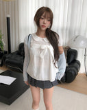 Ain Ribbon Short Sleeve Blouse