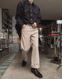 Rib Soft Wide Cotton Pants